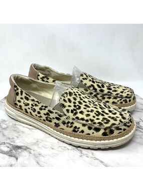 Hey Dude Lena Leopard Print Slip-On Shoes 9/40 Comfort Lightweight Casual Beach